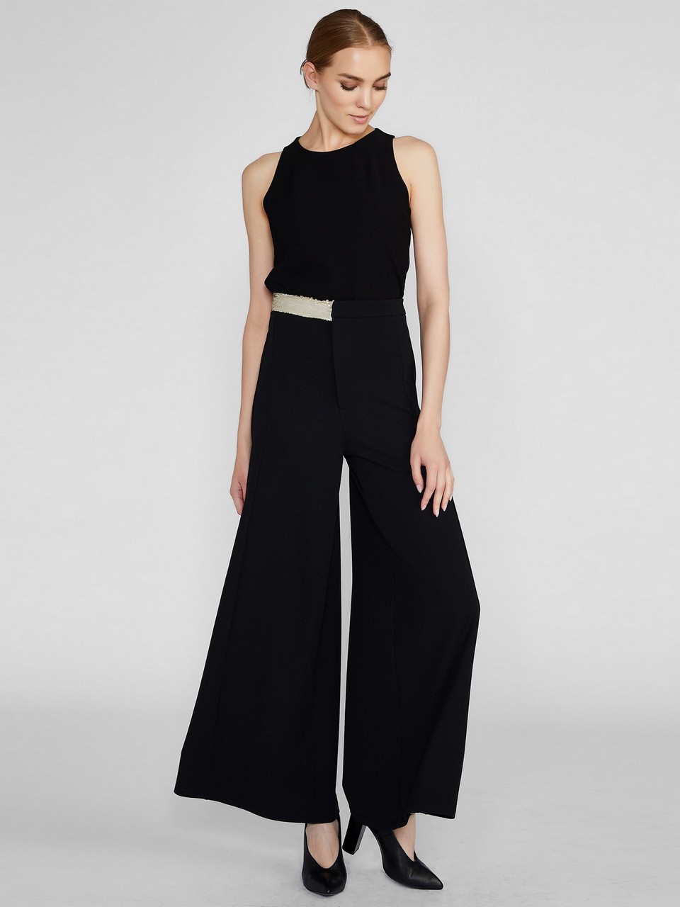 Sequined Detailed Wide Leg Trousers